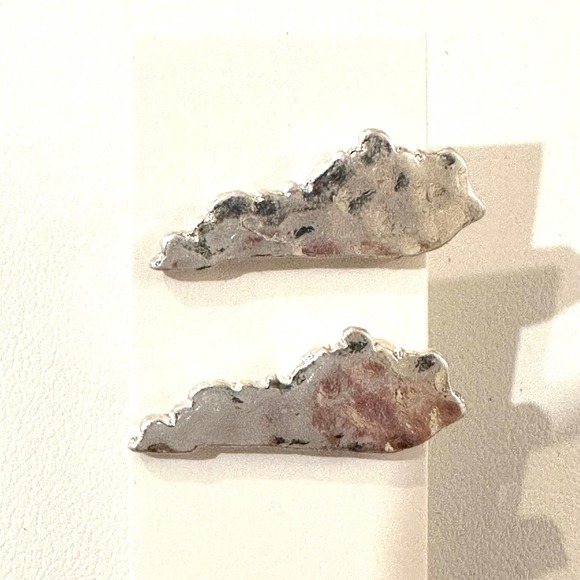 Kentucky Hammered Silver Stud Earrings - Picture 2 of 3